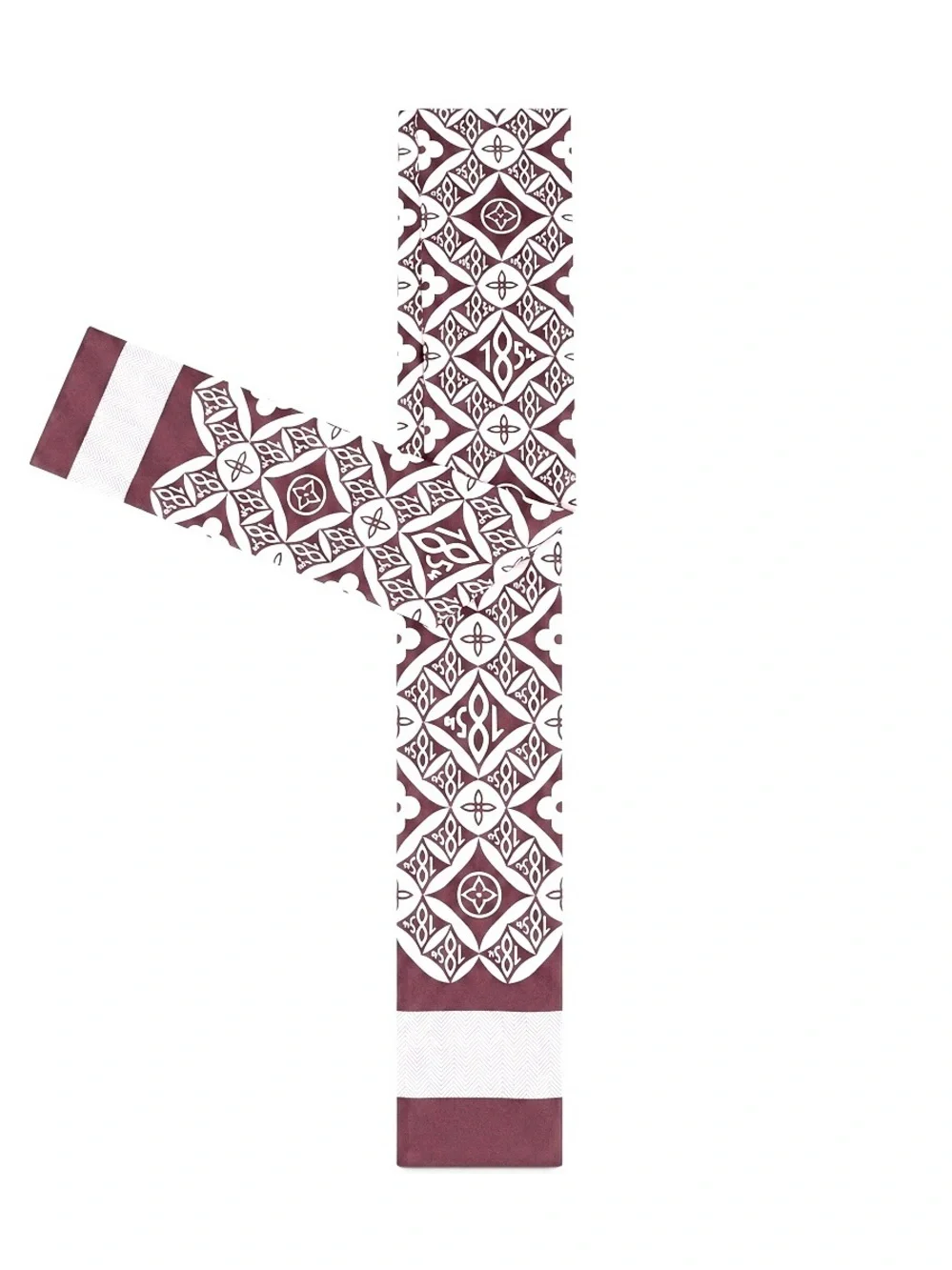 1854 Twilly Scarf Burgundy & White Monogram Print | Multi-Way Styling Accessory